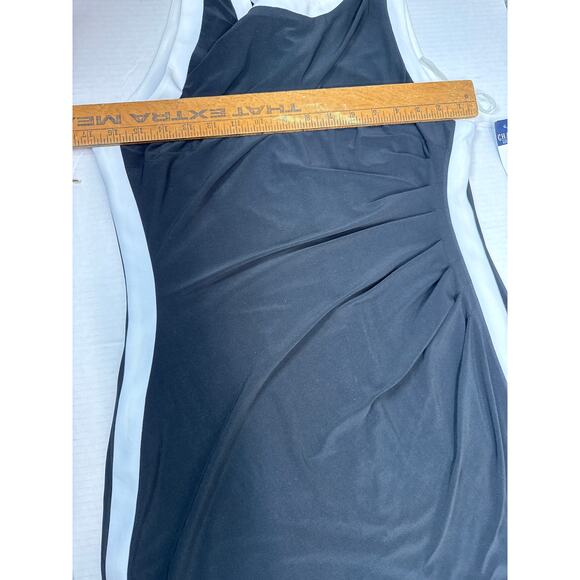 Chaps Ladies Black Stretchy Dress White Trim Summer Business Casual Size Large - Picture 4 of 5